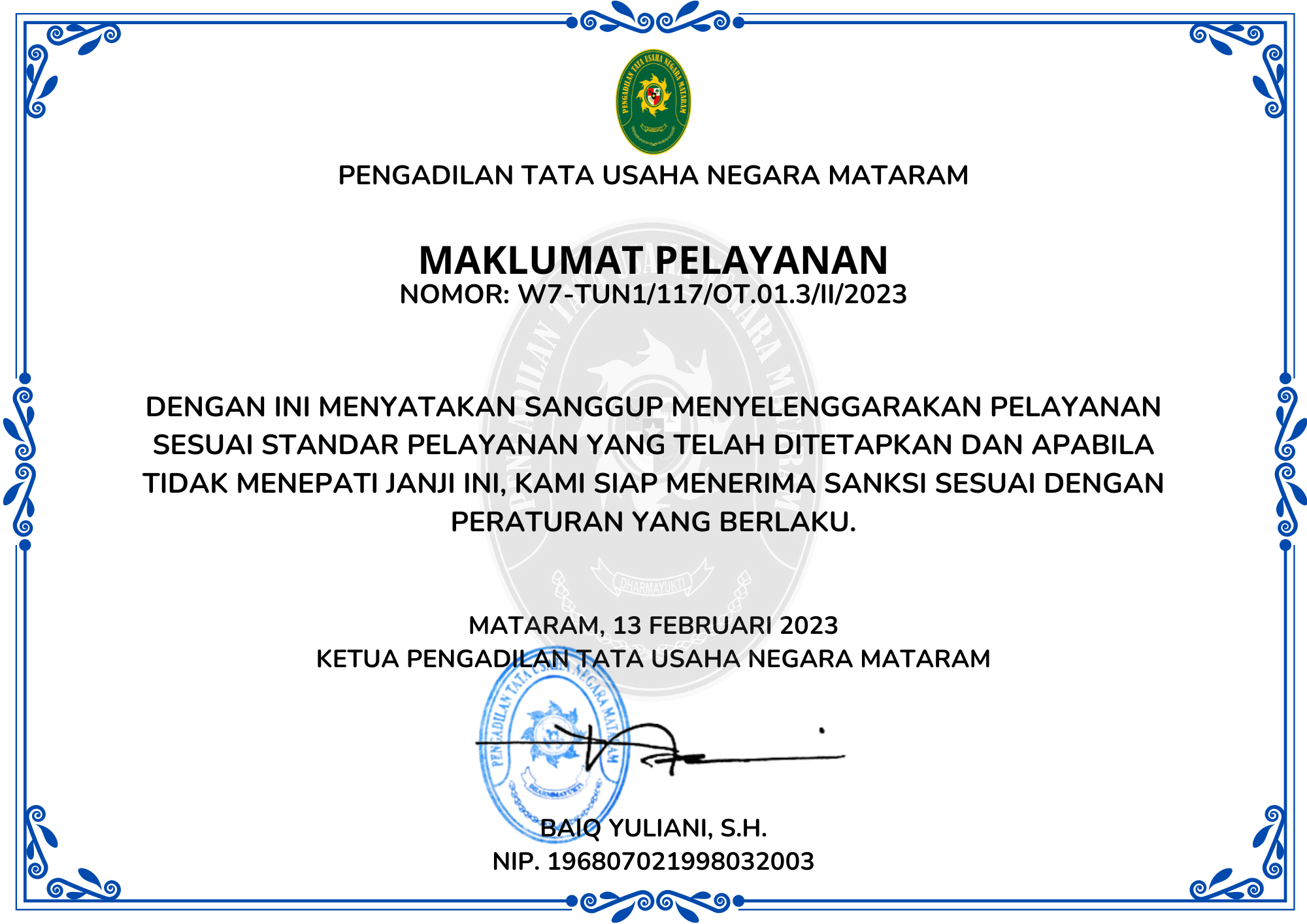 MAKLUMAT PELAYANAN