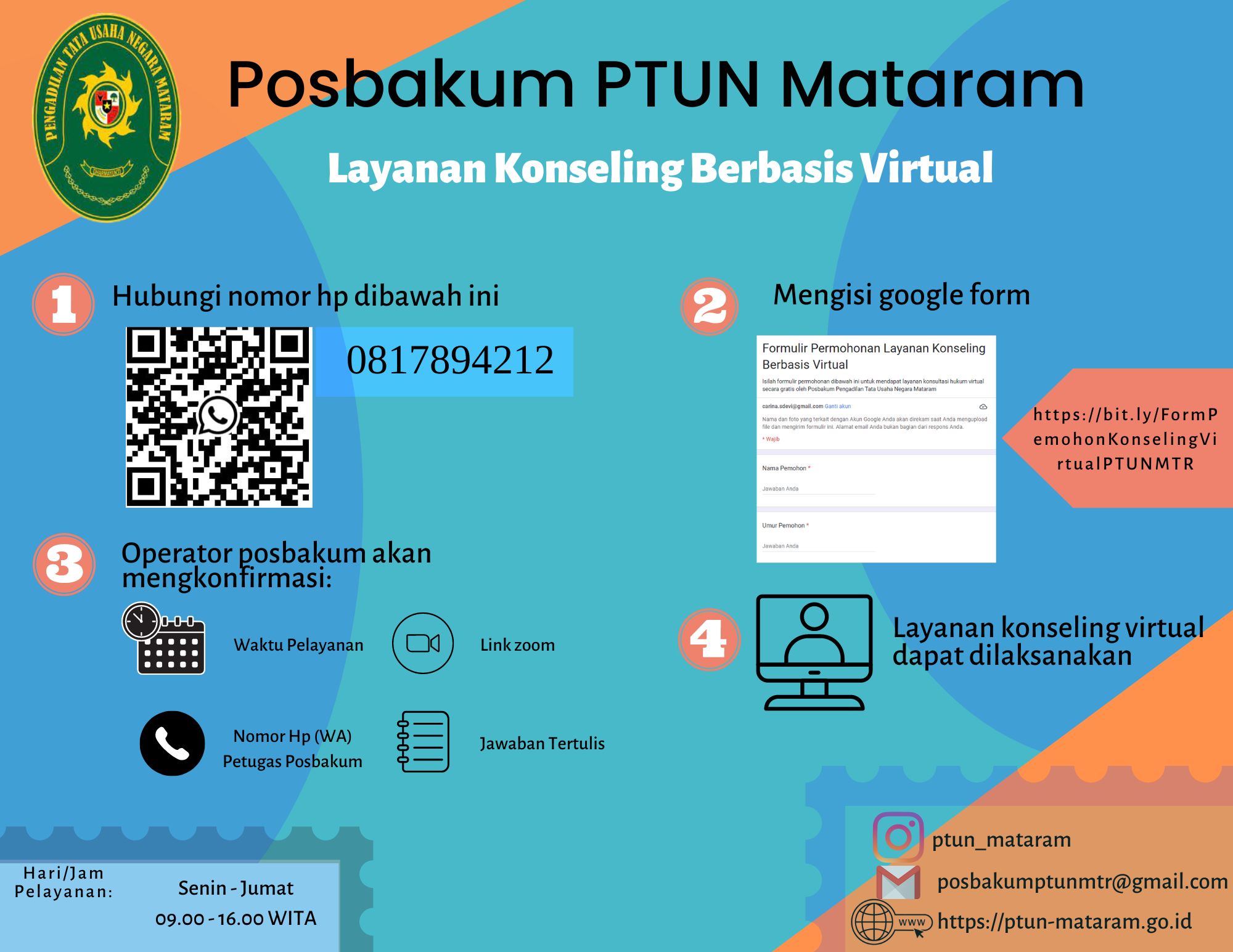 E Brosur Layanan Konseling Virtual Posbakum PTUN Mataram