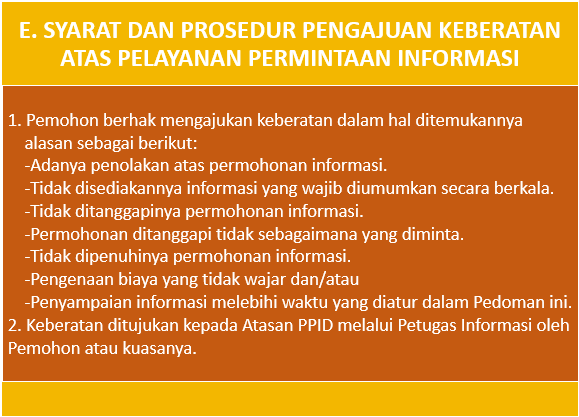 E Syarat dan prosedur pengajuan keberatan